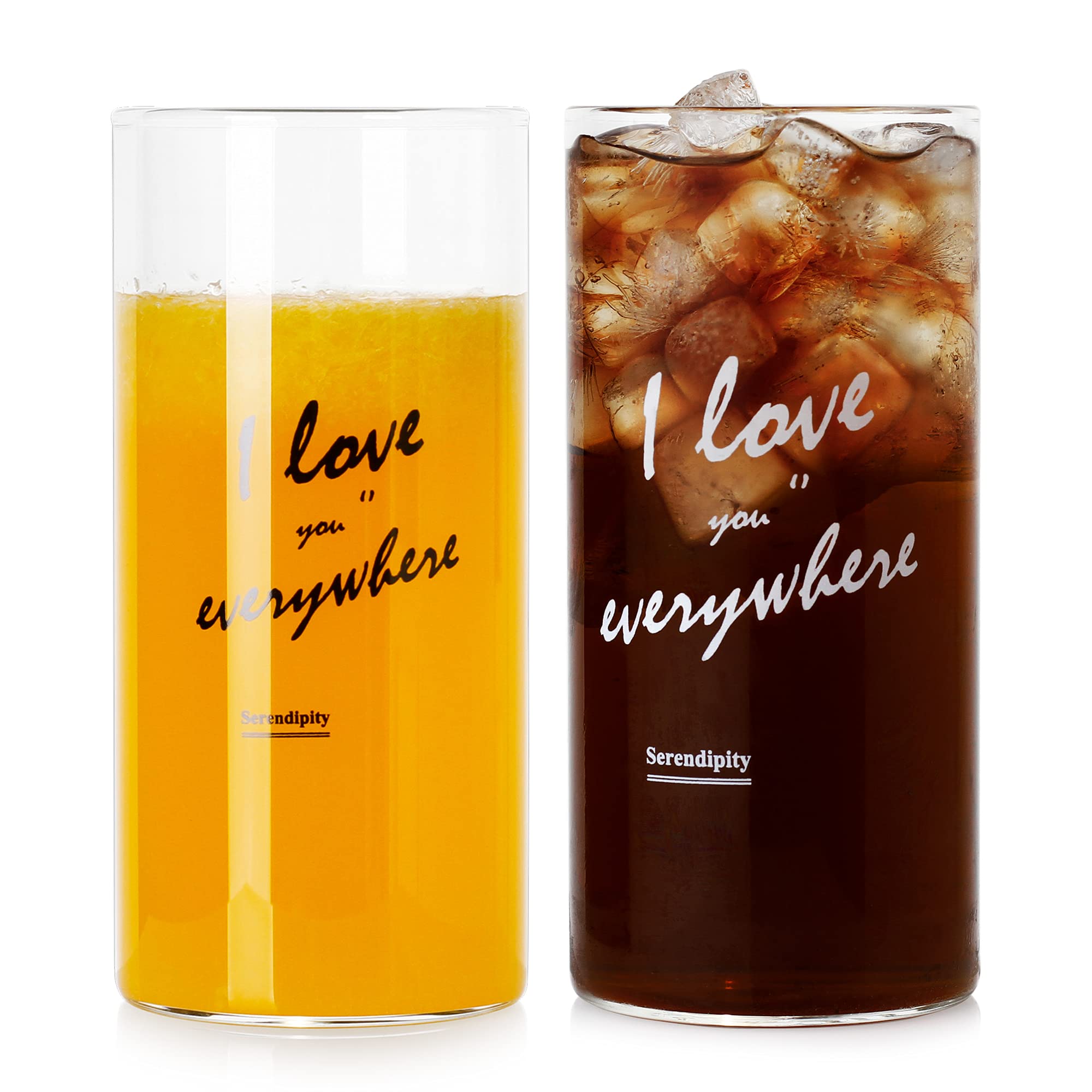 LUXU 13oz Highball Glasses 2pc Tall Glass Sets Lead-Free Drinking Glasses Water Glasses Mojito Glass Cups Collins Bar