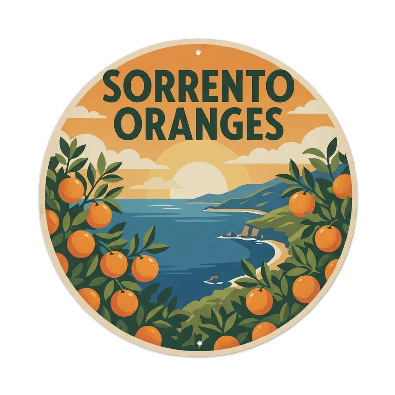 Olhnbad Style Cuisine Culture Orange Sorrento Travel Classic Metal Tin Sign