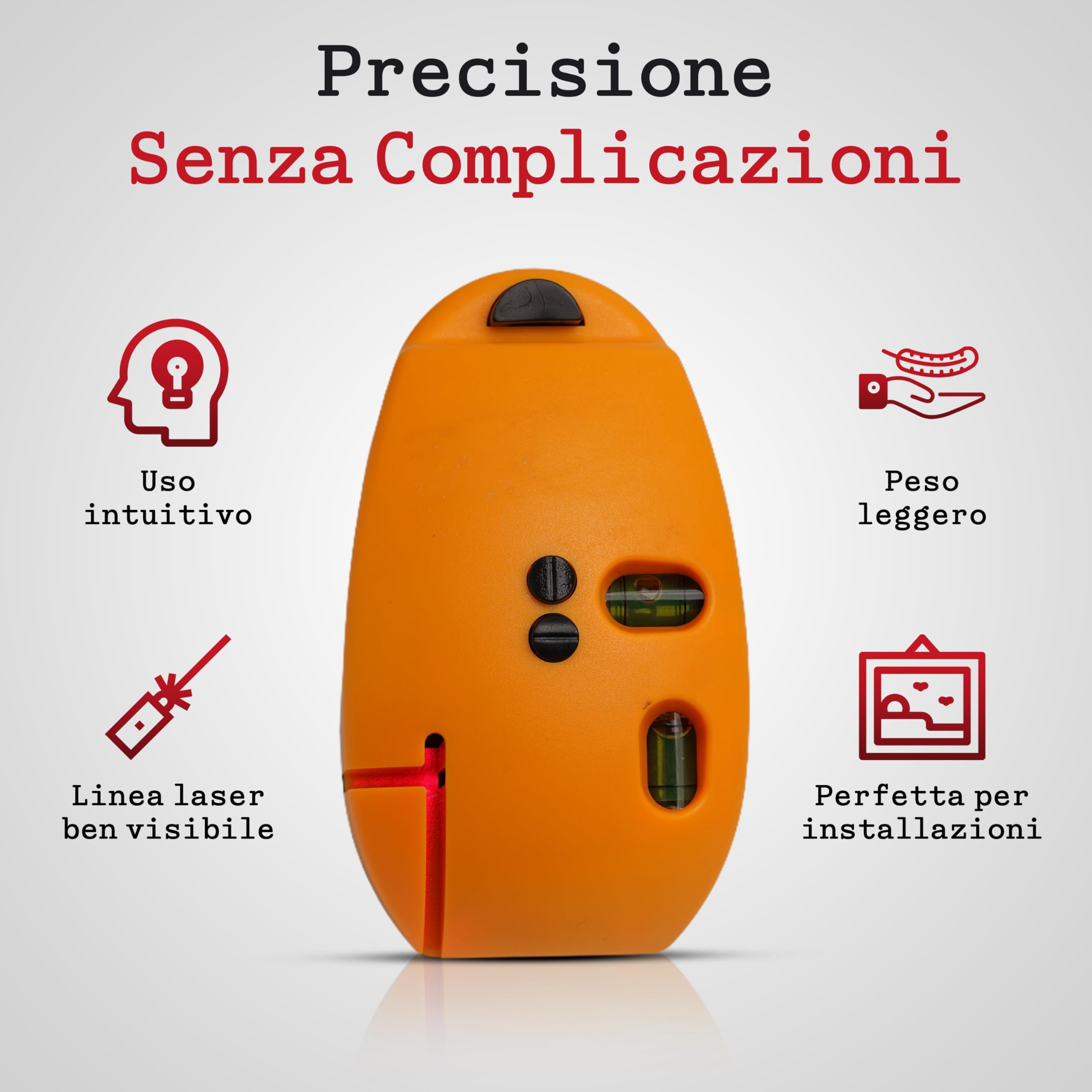 Metro Livella Laser Professionale con Doppia Bolla, Livella Multifunzione per Quadri, Mensole e Decorazioni, Livella a Bolla con Laser di Precisione per Casa, Ufficio e Fai da Te