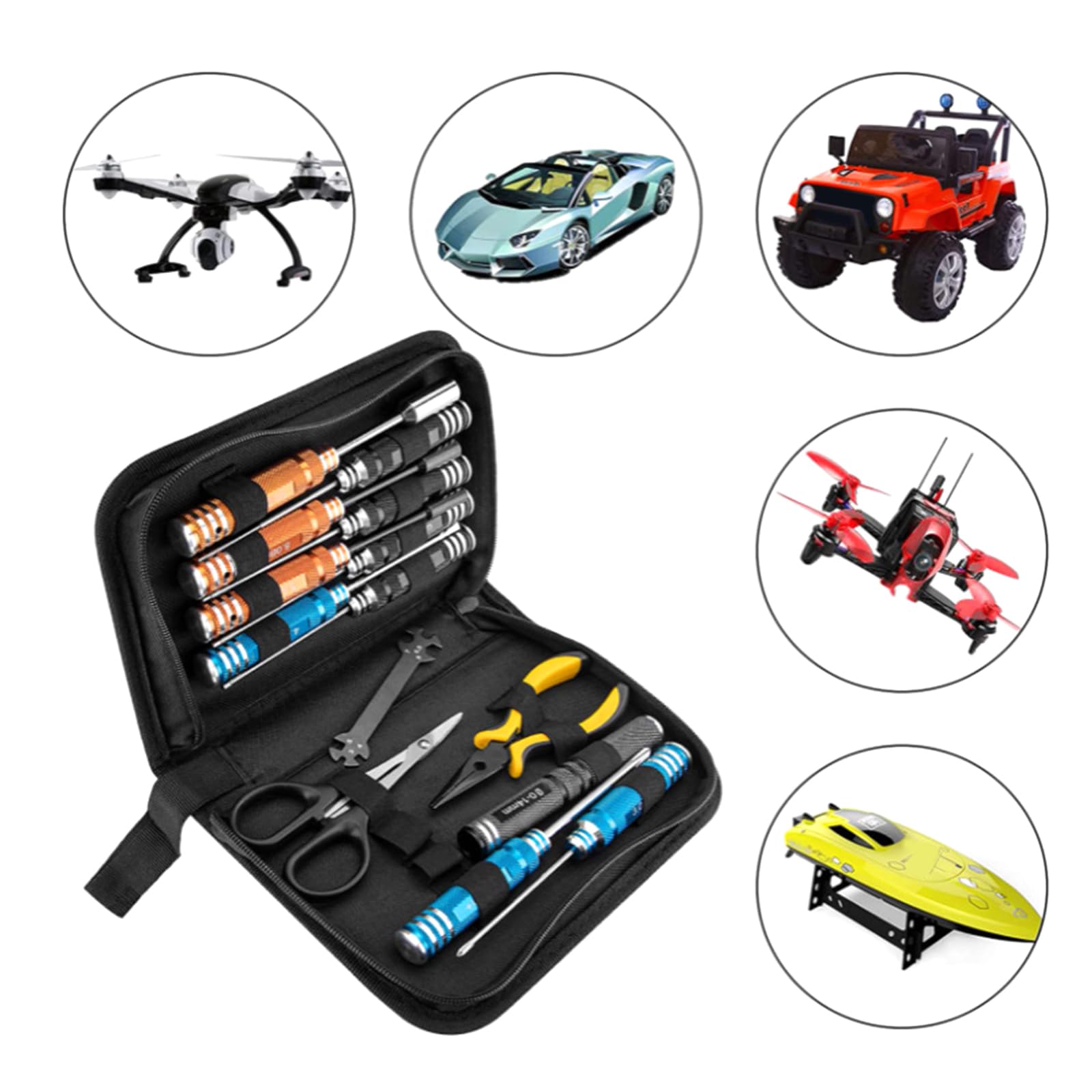 Lot de 14 tournevis hexagonaux de qualité supérieure en alliage d'aluminium avec organiseurs portables pour l'entretien des voitures et des véhicules Tournevis dynamométrique de qualité