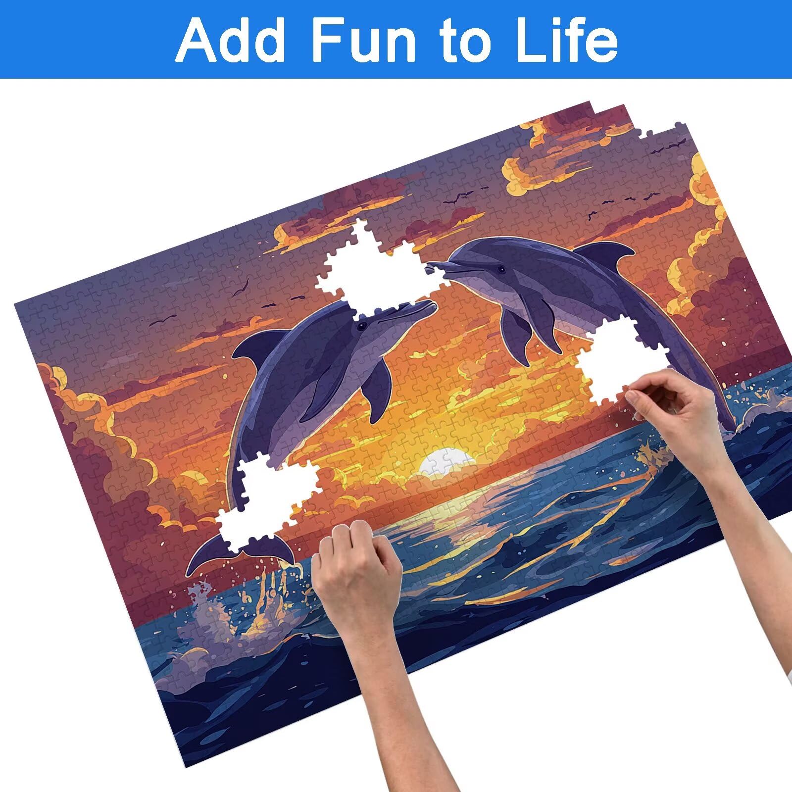 Puzzle 5000 Pezzi Delfino, Puzzle Paesaggio 5000 Pezzi Arte per Adulti e Bambini, Misura: 156.5x105.5 cm, Puzzles Legno per Adulti con Squisita Scatola di Imballaggio, Regalo Donna, Regalo Uomo, -8175