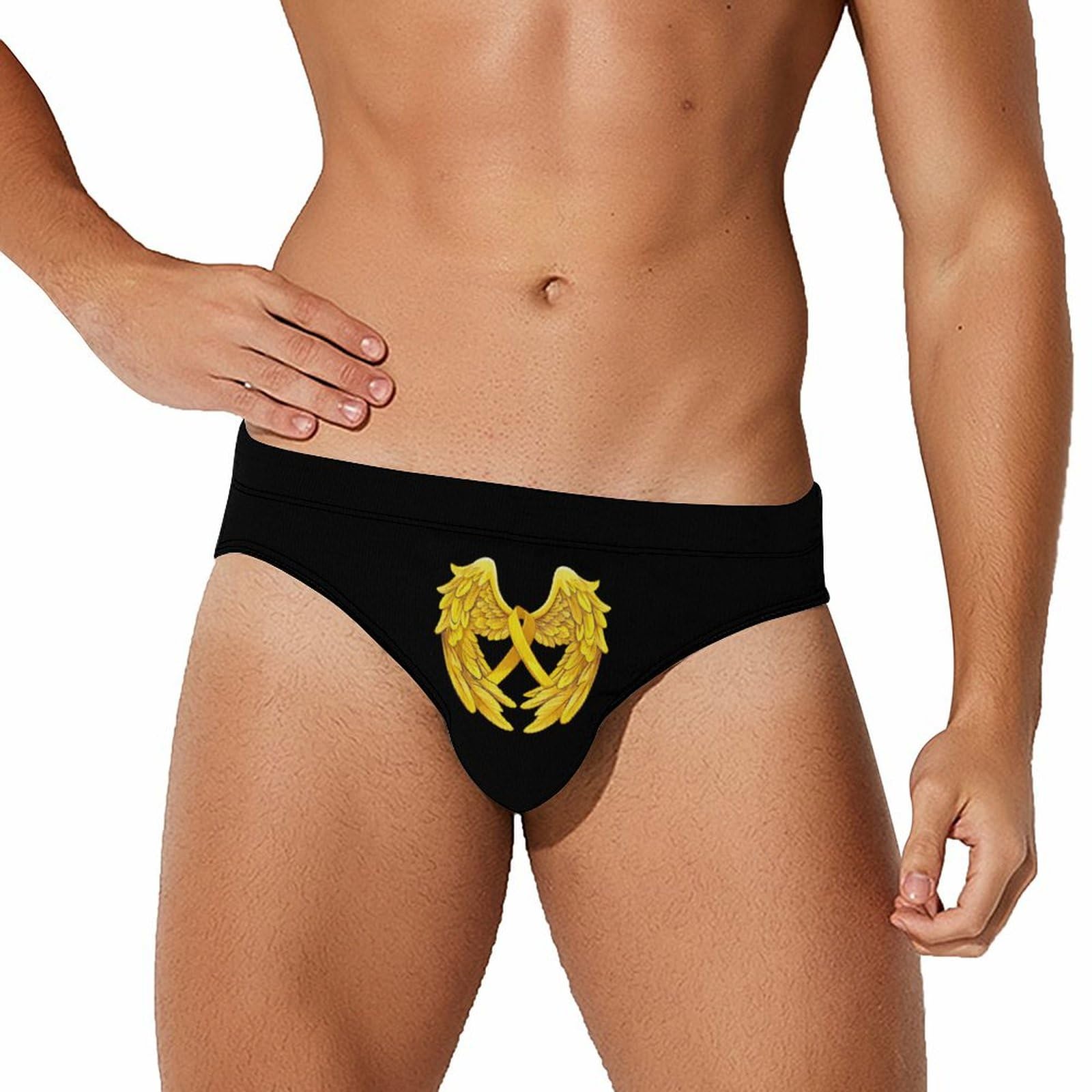 Yellow Sarcoma Cancer Awareness Angel Mens Swim Briefs Quick Dry Swim Trunk Bikini Underwear Swimsuit M