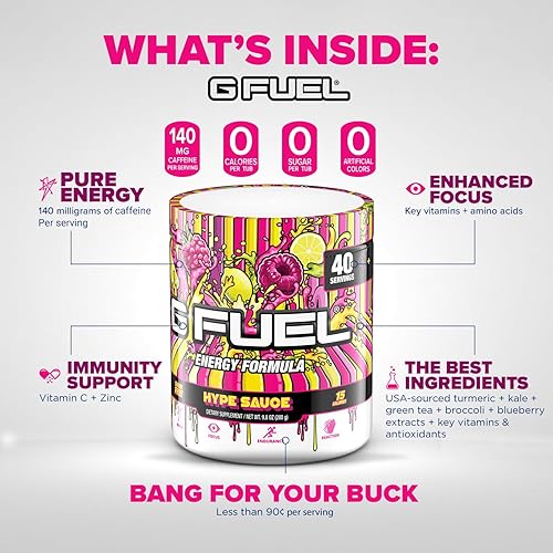 Miniatura 3 de G Fuel Hype Salsa 40 porciones Elite Energy and Endurance Fórmula 98 fl oz