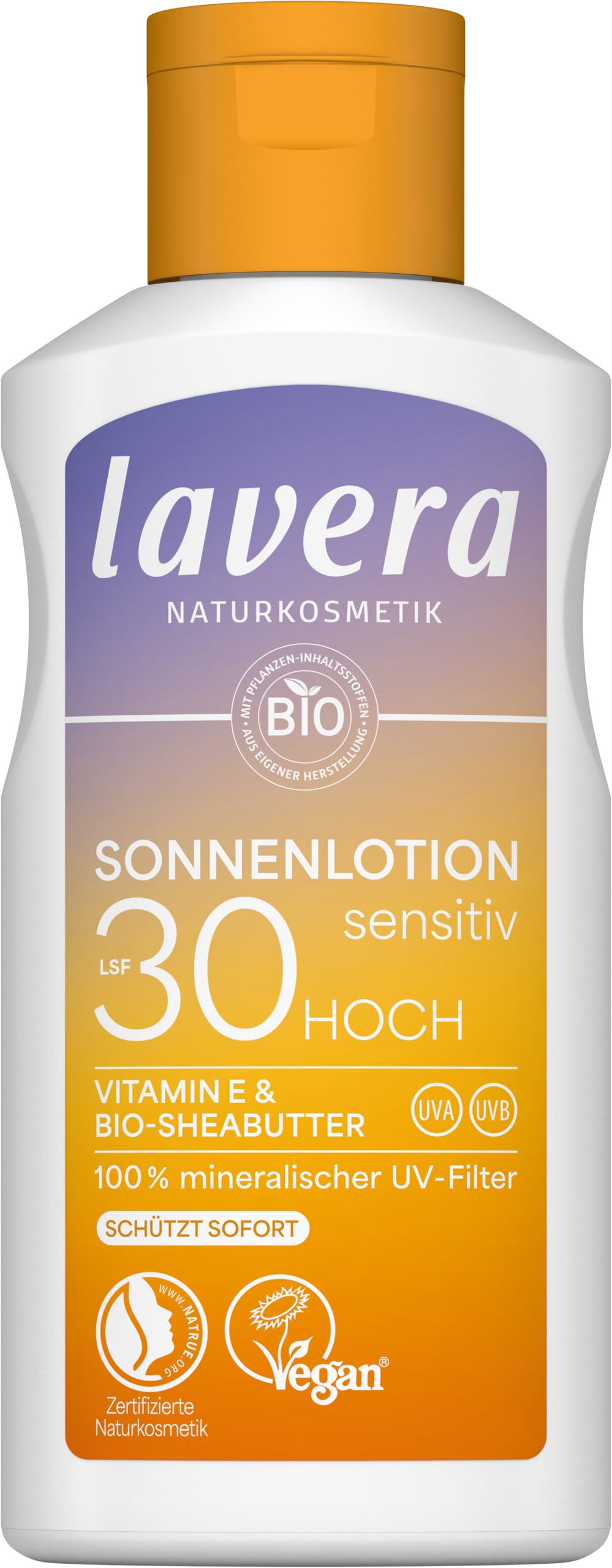 lavera Sonnenlotion Sensitiv LSF 30 - Sonnencreme ohne chemische UV-Filter - für sensible Haut - wasserfest - vegan - Naturkosmetik - 100 ml