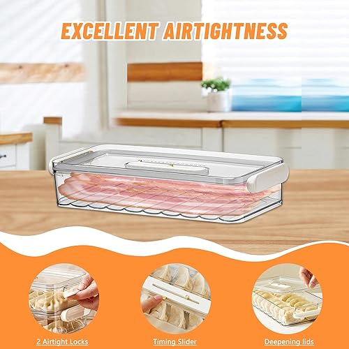 Miniatura 6 de Recipiente de tocino para refrigerador, recipientes herméticos de plástico grueso para almacenamiento de carne de delicatessen para refrigerador,