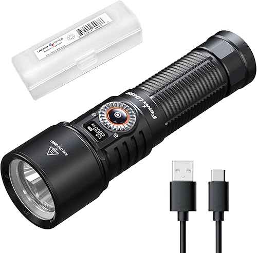 Fenix LD45R Linterna recargable USB-C con zoom de 2800 lúmenes con enfoque ajustable continuo entre el foco y el reflector con pantalla OLED y