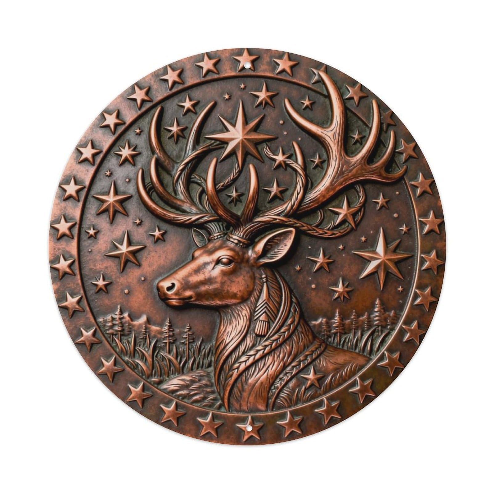 Native Deer Star Spirit Totem Metal Tin Sign Plaque
