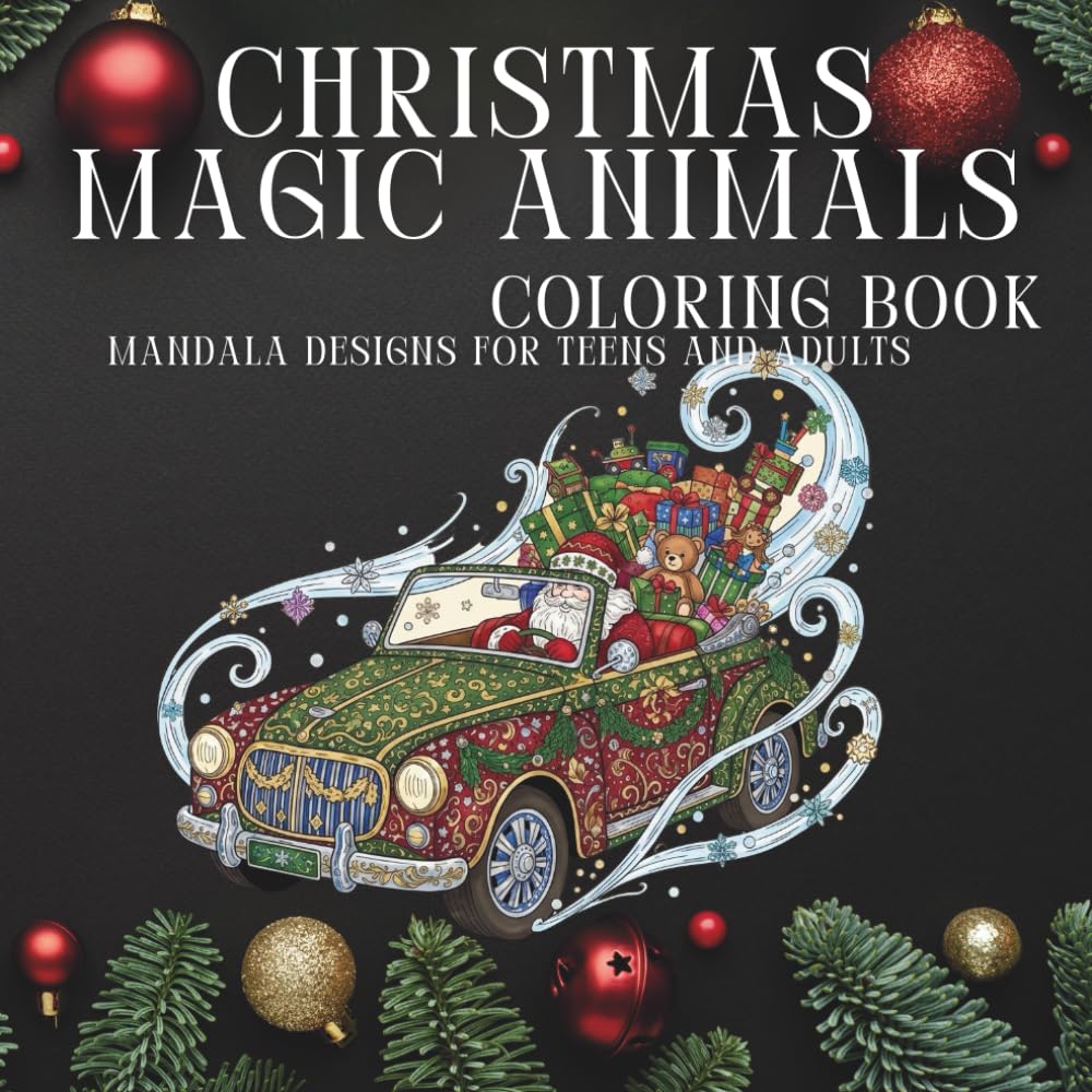 Christmas Magic Animals Coloring Book: Mandala Designs for Teens and Adults