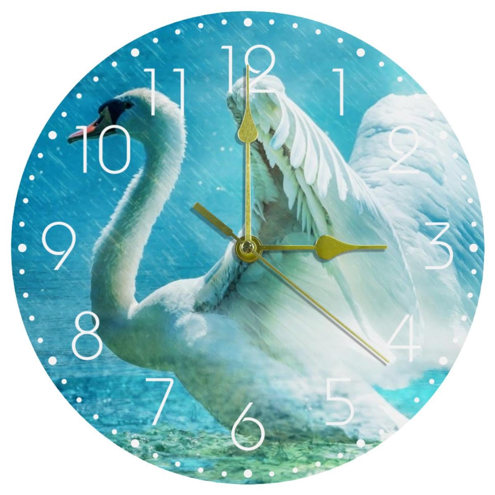 Horloge murale cygne 25,4 cm pour une décoration zen de votre salon familial