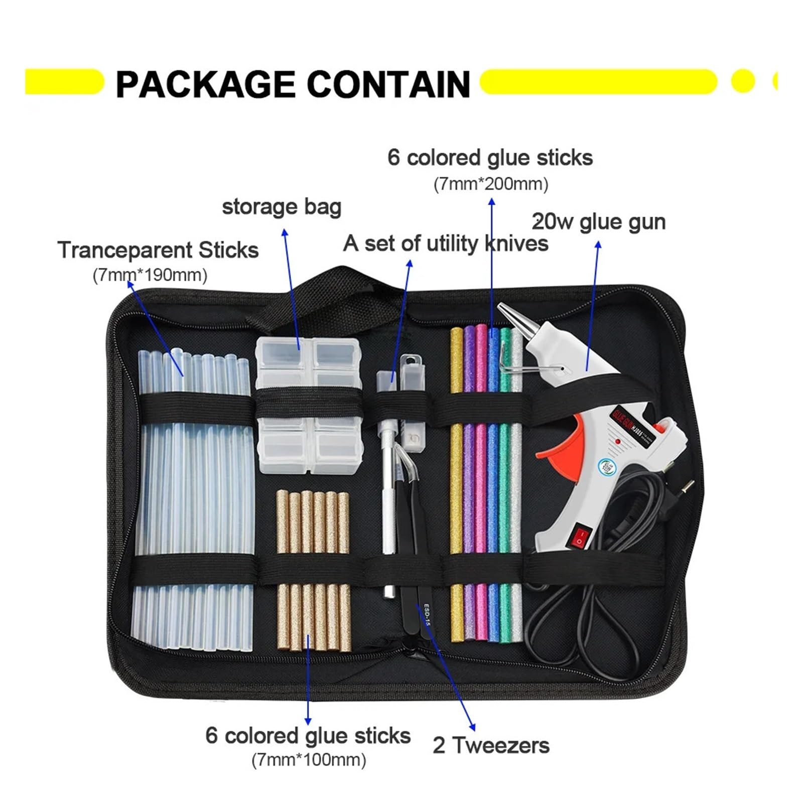 6-in-1-Heißklebepistolen-Set, elektrisches Heißklebepistolen-Reparaturwerkzeug, professionelles DIY, 20 W, mit Sticks for Heimwerker, Weihnachtsgeschenke, Basteln(HJ005KS2)
