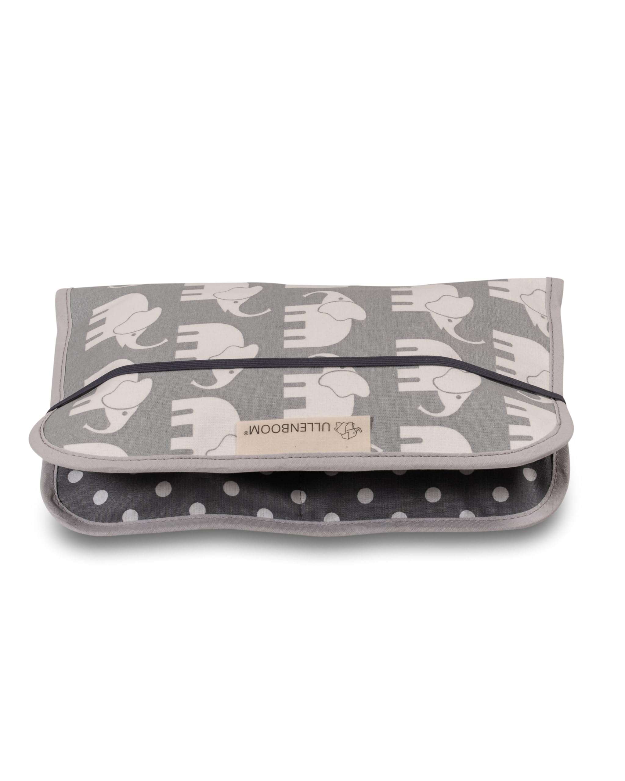 ULLENBOOM ® Sac à couches Eléphant gris (Made in EU) - Sac à langer pour jusqu'à 3 couches, lingettes & accessoires, pochette couches avec zip & élastique, petit & discret