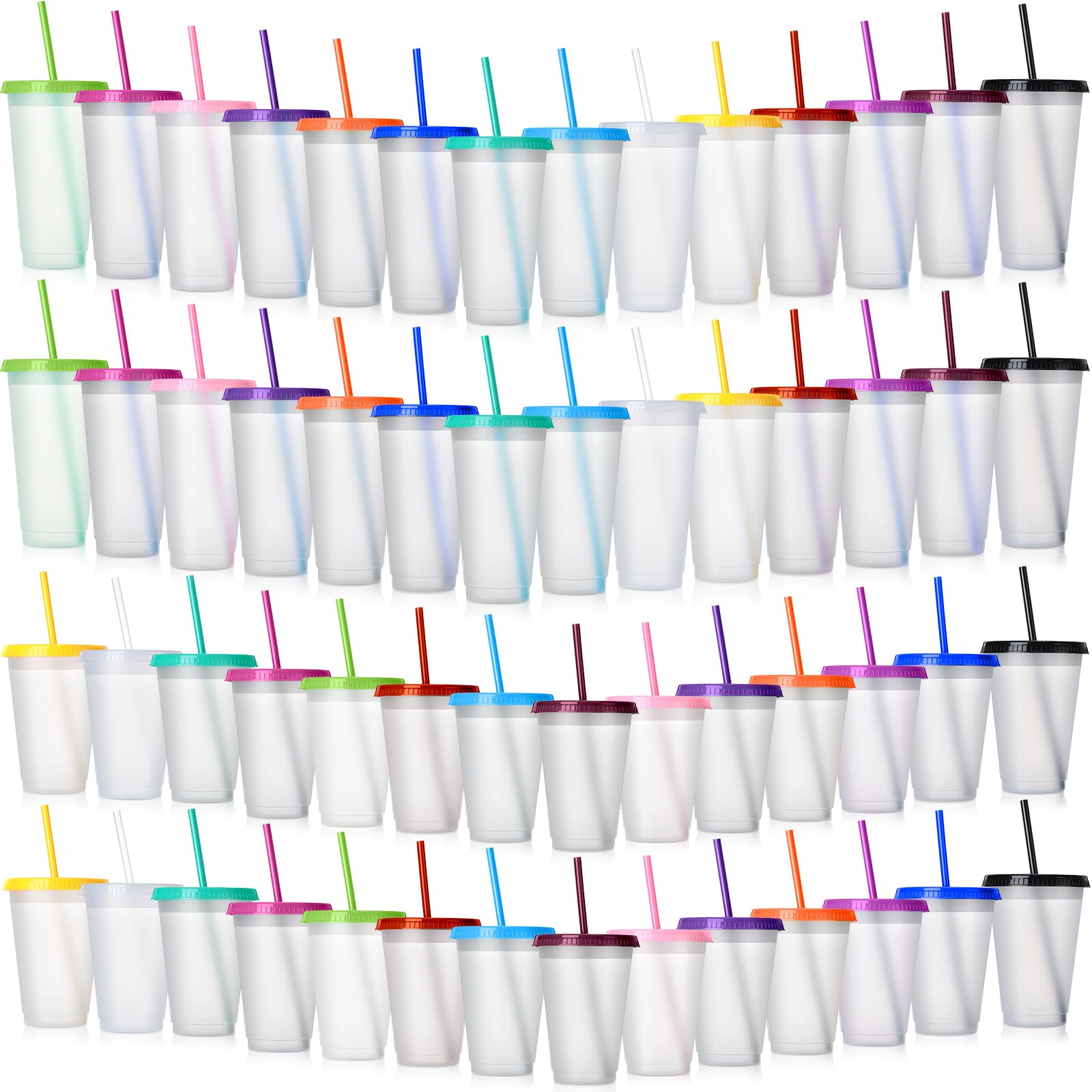 Gobelets en plastique avec paille pour anniversaire et fête | Lot de 56 tasses de voyage