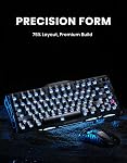 GravaStar Mercury K1 75% Clavier de jeu mécanique sans fil, alliage d'aluminium, joint d'étanchéité Chauffe-clavier compact personnalisé, commutateurs linéaires, RGB Allumé en arrière - Mistre noir