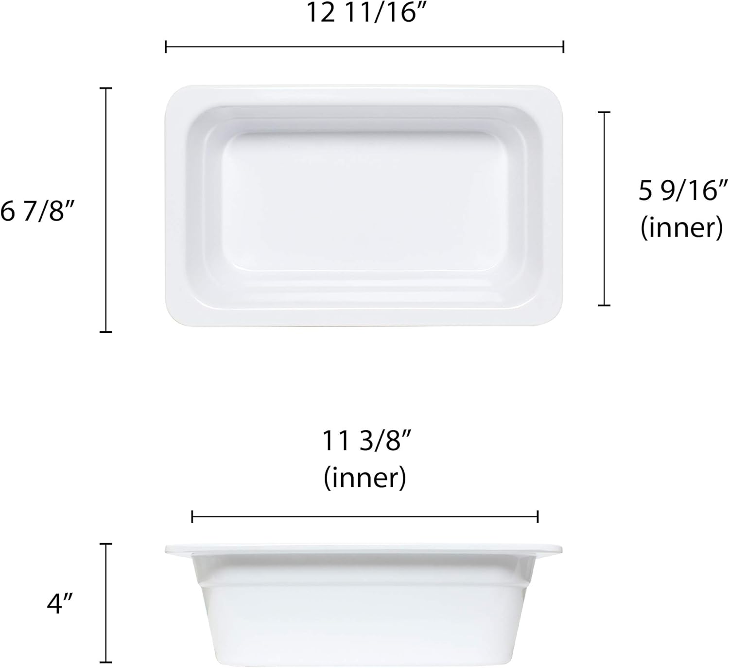 Gastronorm pan melamine container, 1/4 size, 65mm/ 2 1/2" deep, comes in each