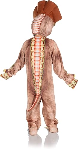 Miniatura 2 de Underwraps Disfraz infantil de Triceratops con estampado de dinosaurio para niños, naranja, talla M, Naranja