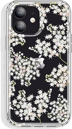 Funda transparente para iPhone 12 y iPhone 12 Pro de 6.1 pulgadas con diseño, funda de TPU suave y delgada + parachoques de policarbonato duro de