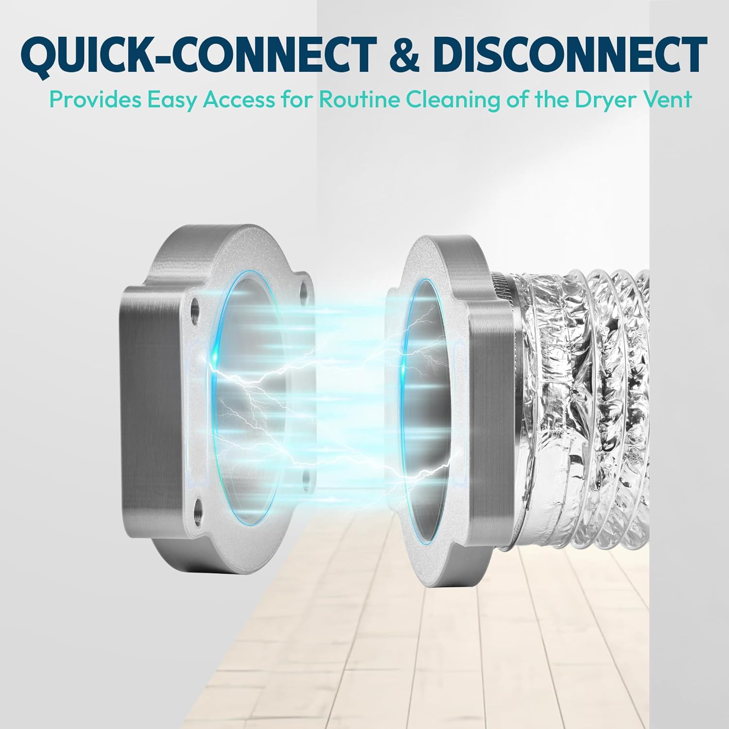 Magnetic Dryer Vent Coupling Connector Kit-DV180 Contractor-Grade Quick Connect for Tight Spaces Behind Dryer, Dual-Side Magnets, Airtight Seal, Easy to Clean, Includes 4" x 2.6ft Duct & 2 Clamps,Grey