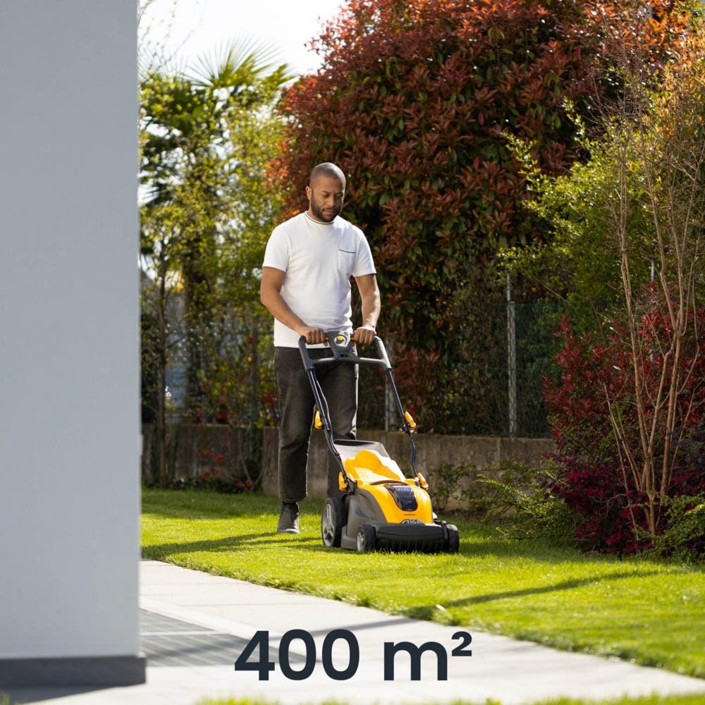 STIGA Combi 340e Kit Akku-Rasenmäher, 48 V Akku 4 Ah + Ladegerät, 38 cm – Leicht, Klappbarer Holm – Rasenflächen bis 350 m²