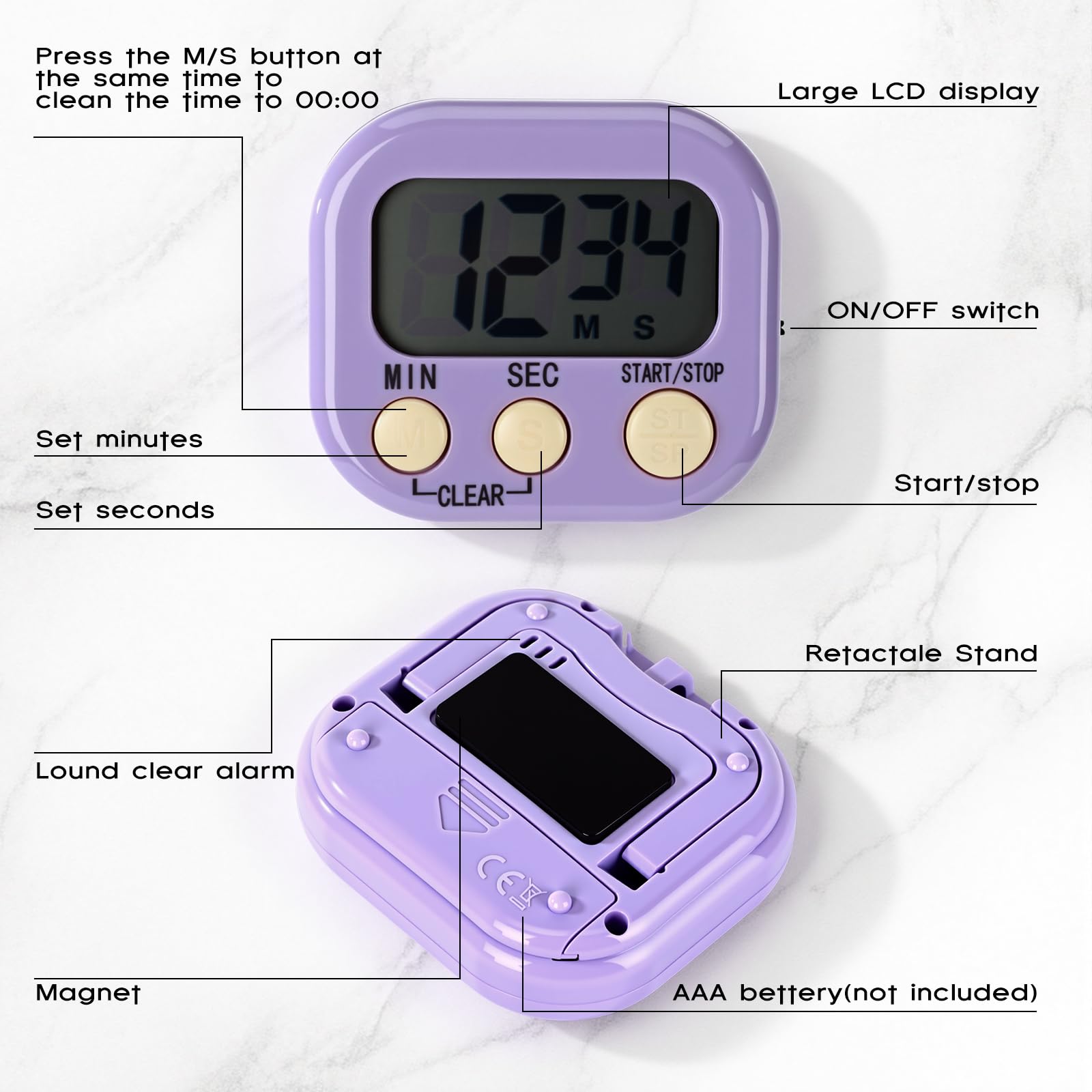Weewooday Temporizador magnético digital de cocina, 24 unidades, interruptor de encendido/apagado a granel, cuenta regresiva de minutos y segundos, alarma fuerte para hacer ejercicio, cocinar y