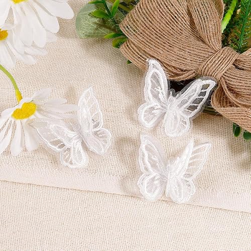 Miniatura 5 de 18 pinzas para el cabello de mariposa blanca para niñas, accesorios para el cabello de mariposa de boda, adornos de Navidad, adornos de encaje, clip