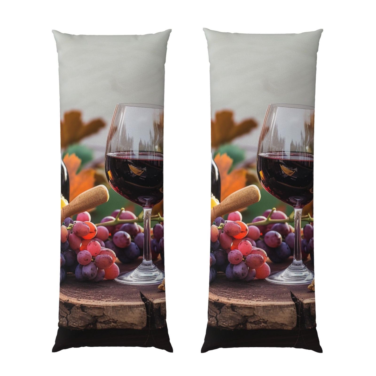 Body Pillow Cover 20x54 Inch, Red Wine Galsses & Grapes with Wooden Print Long Lumbar Pillow Case with Zipper Long Body Pillowcase Decorative for Bed Sofa Bedroom