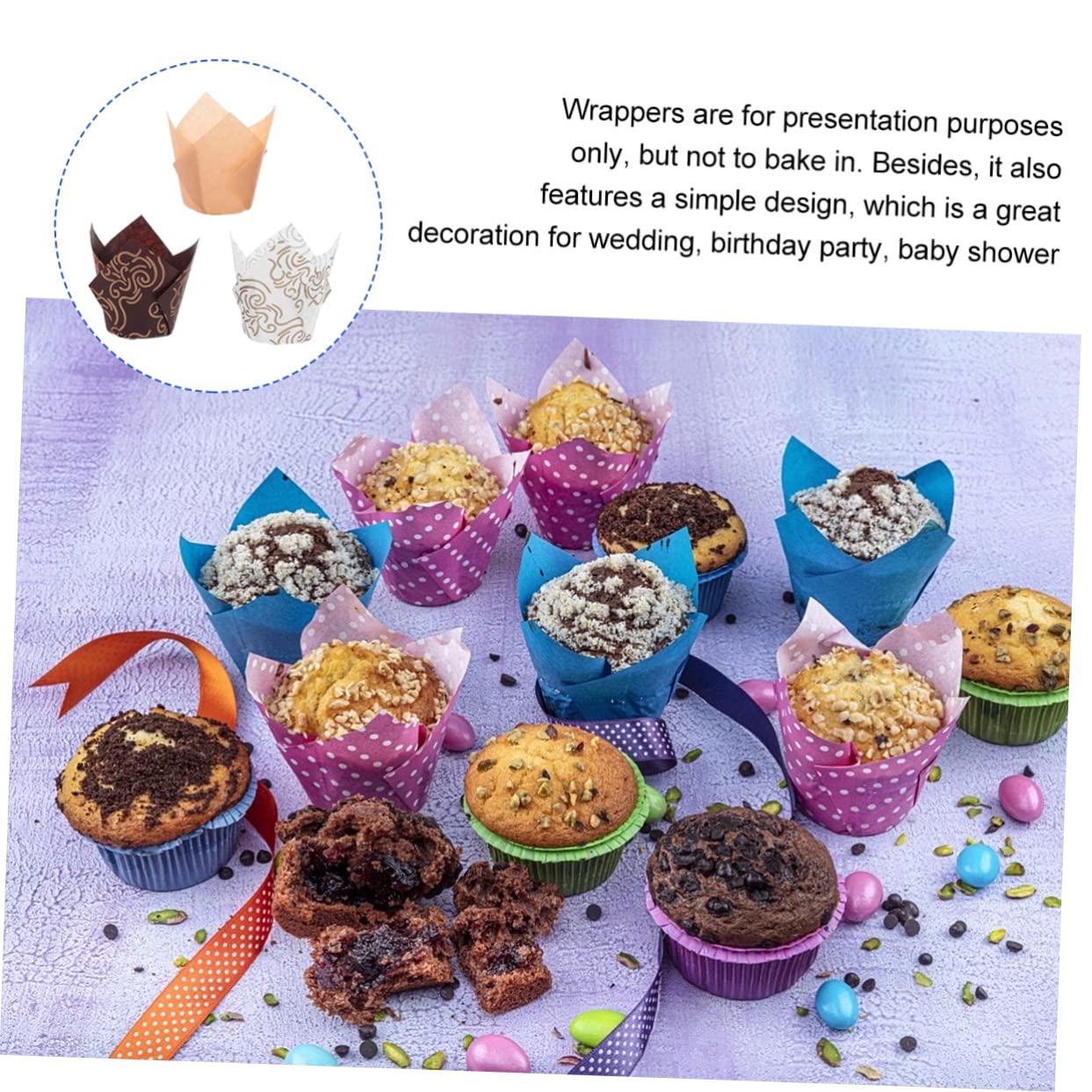 Amosfun Lot De 3 Moules À Muffins En Papier Huilé 3 Couleurs Caissettes À Caissettes À Muffins Moules À Gâteaux Moules À Pâtisserie Créatifs 150 Pièces X 3