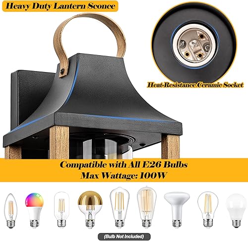 Miniatura 4 de Roravilila Lámpara de pared grande para exteriores de 17 pulgadas para casa, lámpara de granja con vidrio transparente cilíndrico, aplique de pared