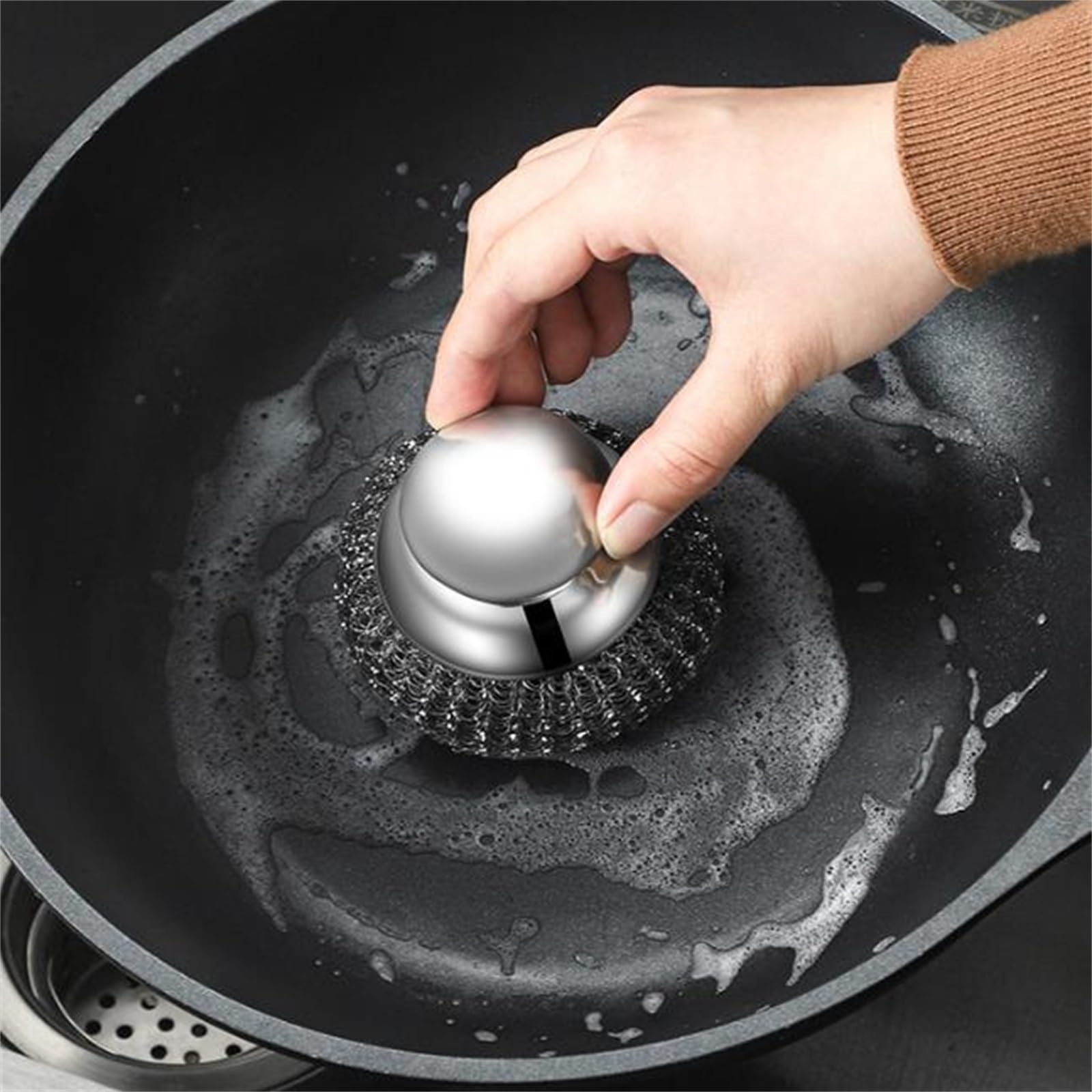 Cepillo para Ollas de Cocina Cepillo de Olla Limpieza Acero Inoxidable for Cocina doméstica para Fregaderos y Encimeras de Cocina