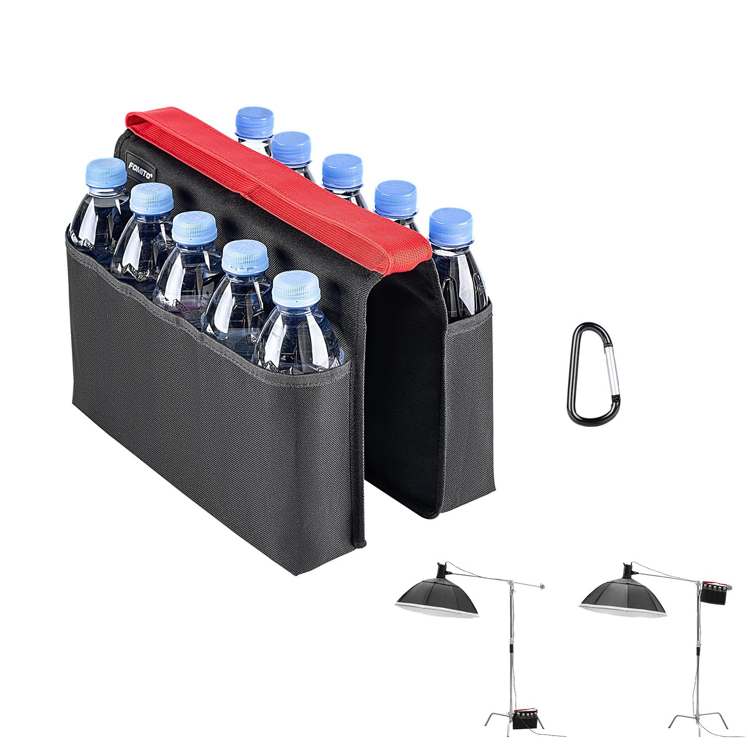 Multi-Pocket Carry Weight Bag Replace Heavy-Duty Sandbag, Quick Adjust Counterweight for Photography Light Stand, Tripod, Light Source, Microphone