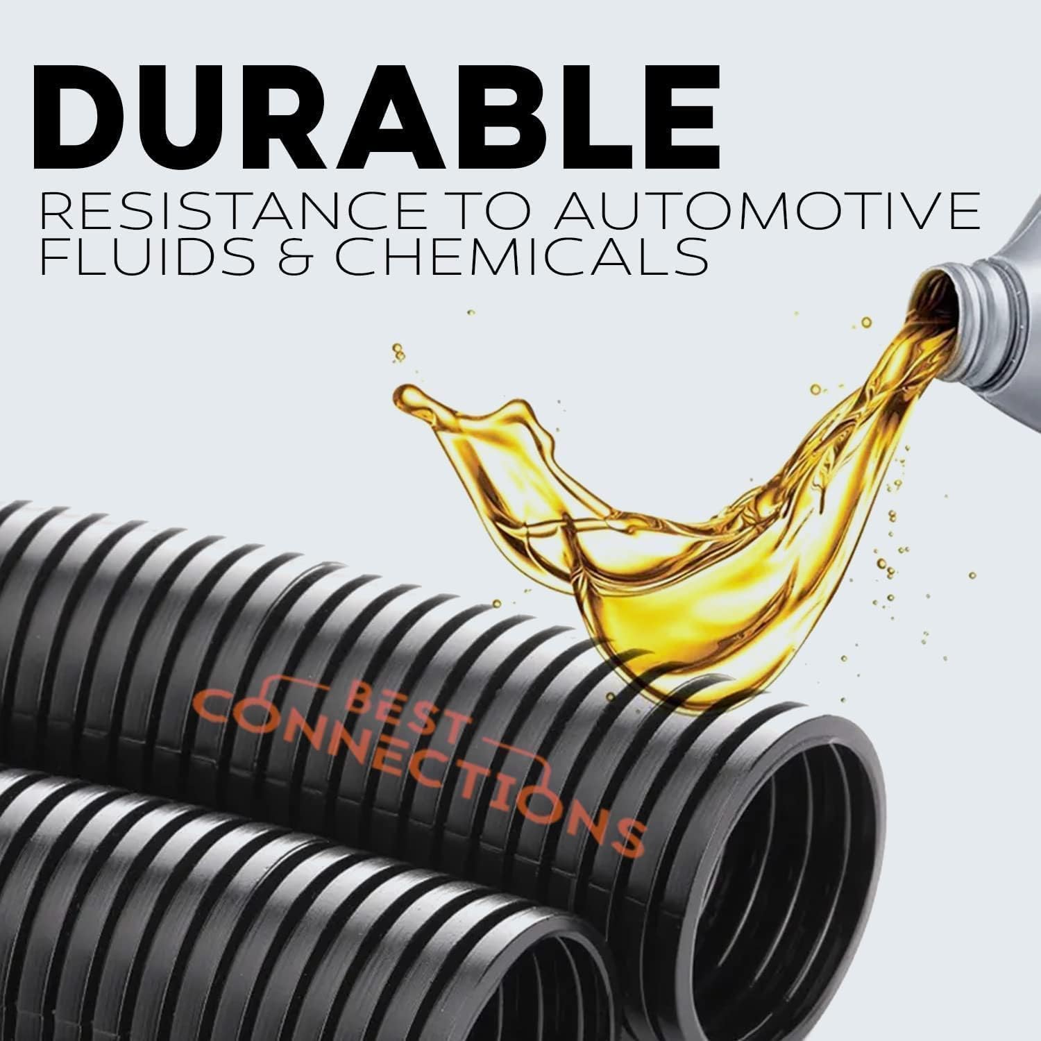 BEST CONNECTIONS 3/4" x 100 ft Split Wire Loom Flex-Guard Convoluted Tubing with Installation Tool - Protective Cable Sleeves for Automotive Home Electrical Wires Chemical Resistant Conduit Black