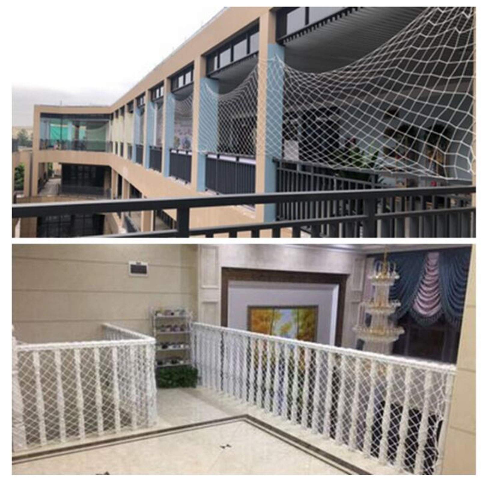 Siatka bezpieczeństwa dla dzieci na schody i balkony, drobna siatka, ochrona zwierząt domowych, dekoracja na plac zabaw, biała (1,5 x 6 m, 3 cm) - zabezpiecz swój dom i zwiększ bezpieczeństwo