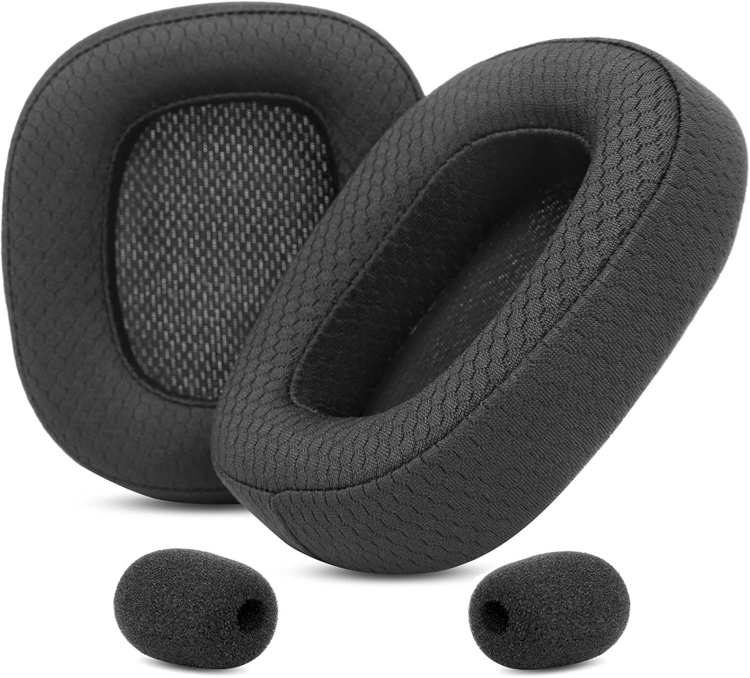 TaiZiChangQin Almohadillas para oídos, kit de espuma para micrófono, almohadillas de repuesto compatibles con auriculares Logitech G430 G431 G432 G433 G332 (tela mejorada)