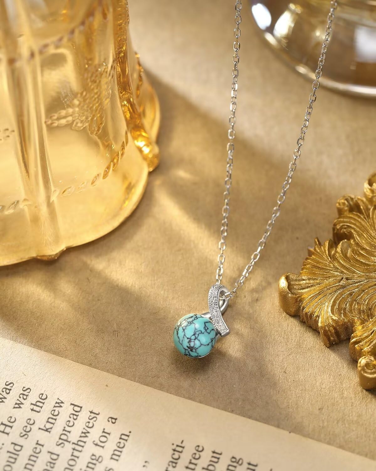 BDL Genuine Turquoise Jewelry for Women-925 Sterling Silver Pendant Necklaces Gifts for Her,Vintage Concert Festival Accessories for Anniversaries/Mother's Day/Christmas - Image 4