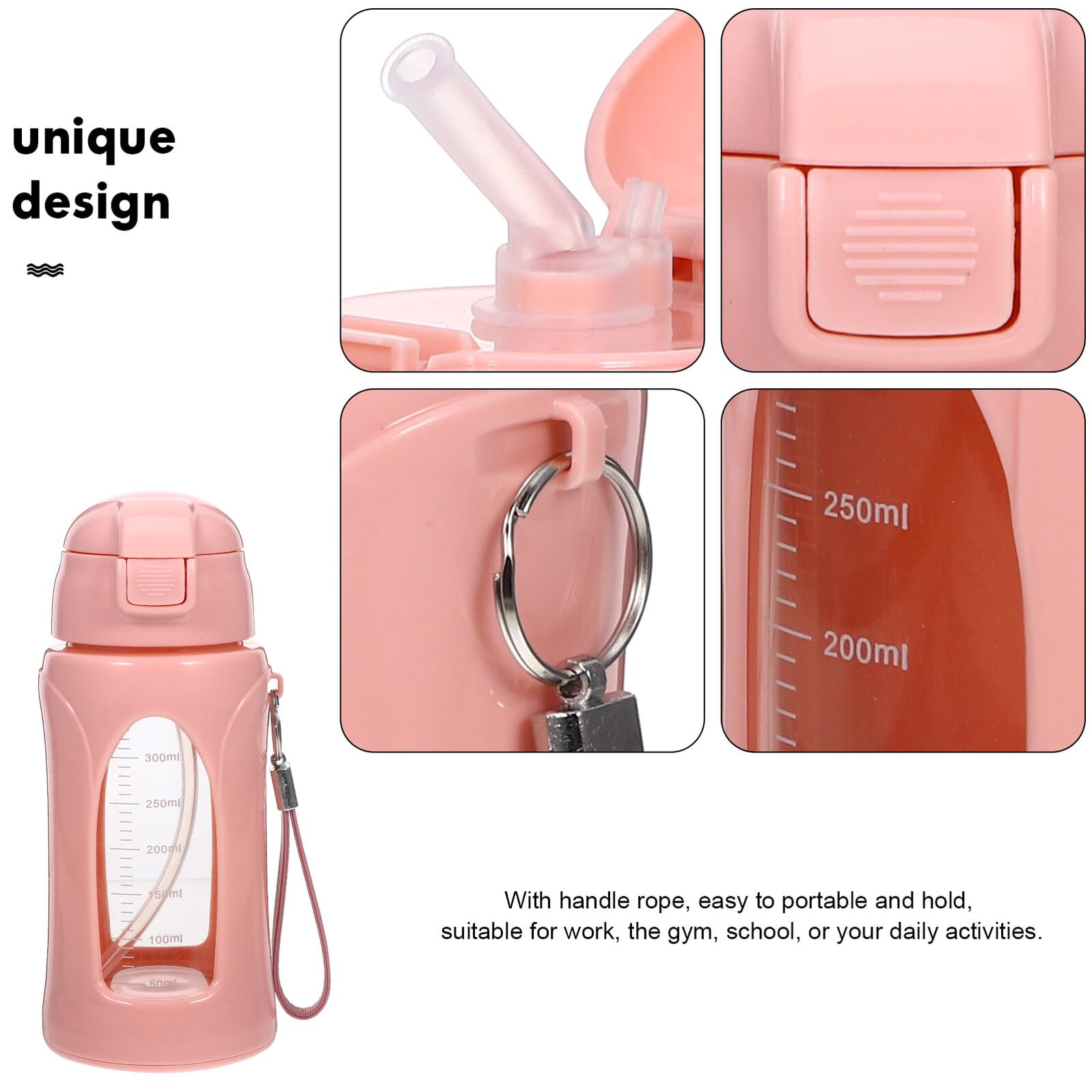 UPKOCH Sport Trinkflasche aus Glas und Bpa frei Leicht und Bruchsicher mit Messskala für Fitness Outdoor Laufen und Training Geeignet