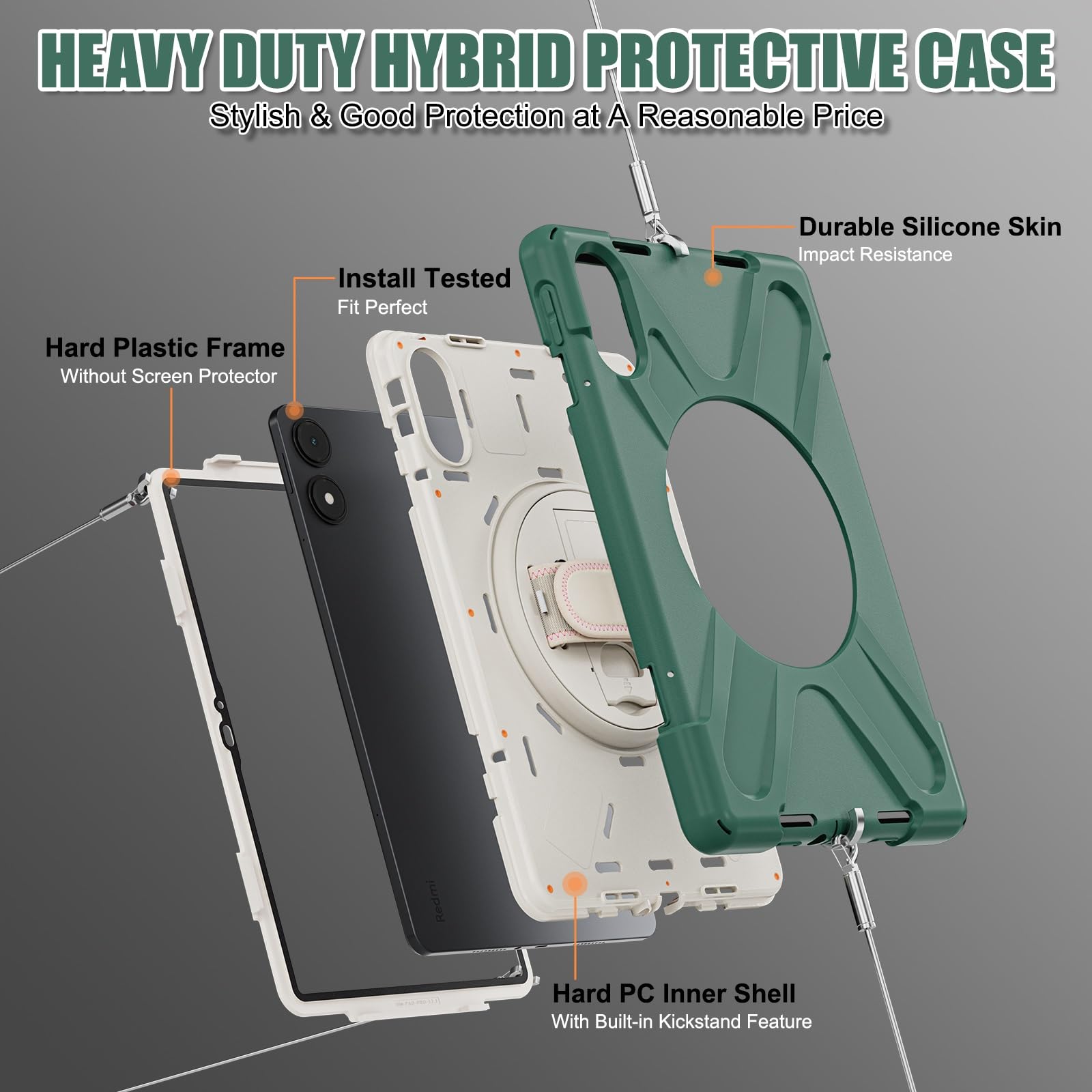 Ochronne etui na tablet Kompatybilny z etui Xiaomi Redmi Pad Pro 12,1"/Poco Pad 12,1", wytrzymałe, odporne na wstrząsy etui chroniące przed upadkiem. Kompatybilny z etui dziecięcym Redmi Pad Pro 12,1"