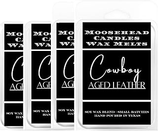 Cowboy Aged Leather Wax Melts 4 Pack – Rugged and Timeless Leather Scented Wax Melts, Long-Lasting Soy Wax for Home and Office
