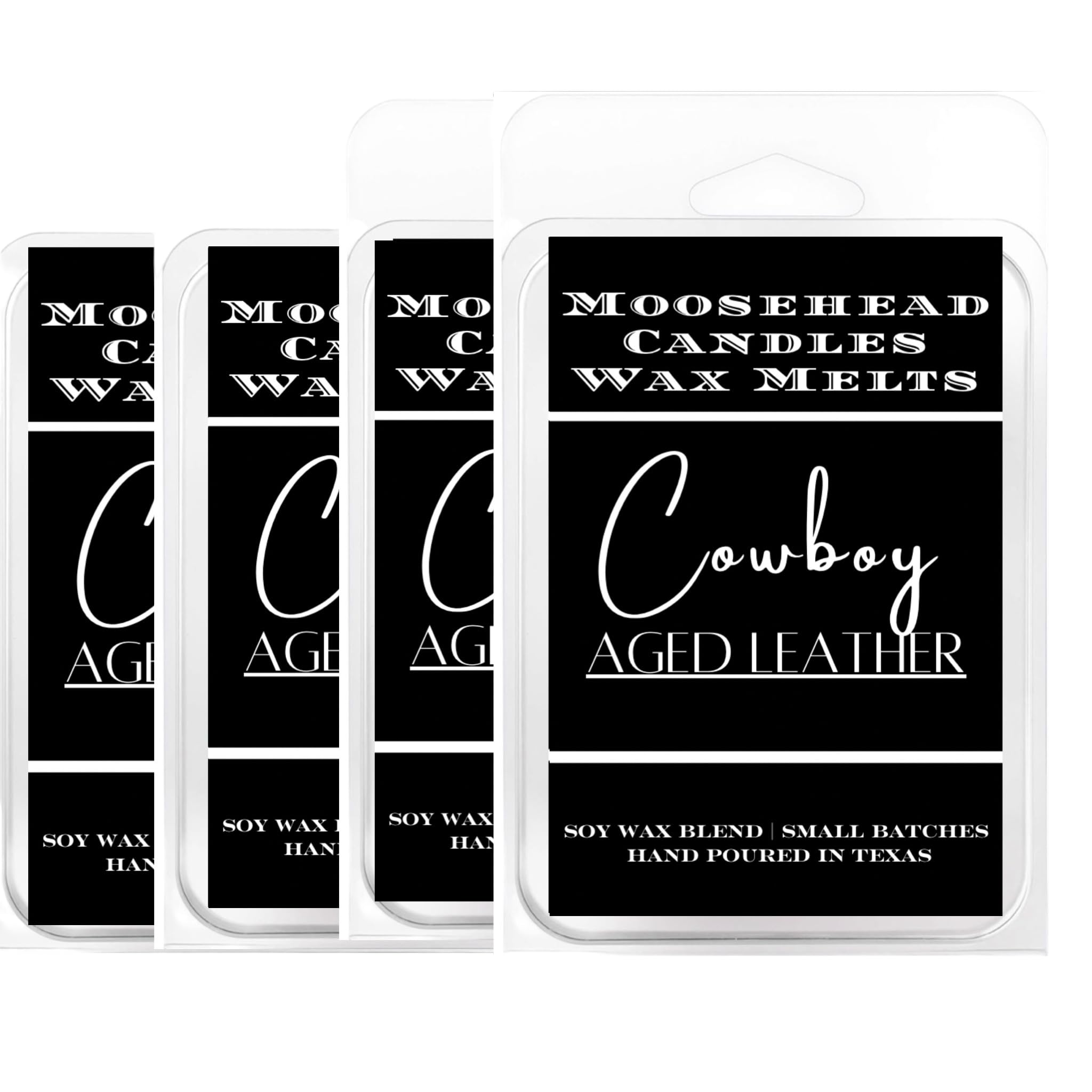 Cowboy Aged Leather Wax Melts 4 Pack – Rugged and Timeless Leather Scented Wax Melts, Long-Lasting Soy Wax for Home and Office