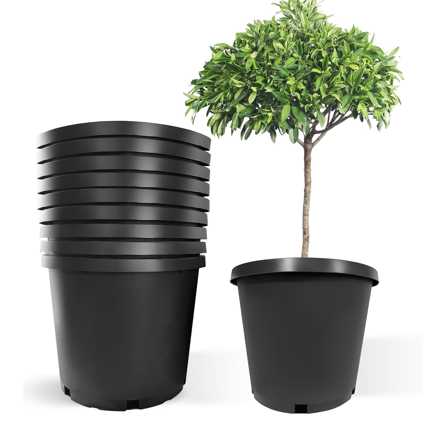 Srehloe 10Pcs 15 Gallon 18 inch Plant Nursery Pot Flower Seedling Injection Molded Container Plastic Garden Planter Pots with Drainage Holes Suitable