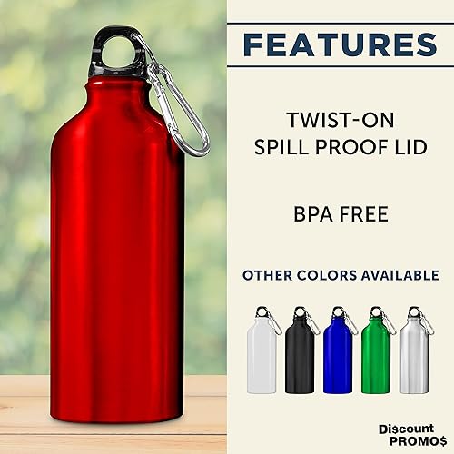 Miniatura 2 de DISCOUNT PROMOS Botellas de agua de aluminio personalizadas con mosquetón juego de 10 unidades paquete a granel personalizado perfectas para
