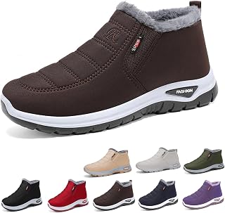 Winter Boots for Women Warm Tennis Shoes Fur Lined Mid Calf | Orthopedic Fleece Lining Snow Boot Non Slip On Outdoor Walking Ankle Casual Comfortable Short Sneakers