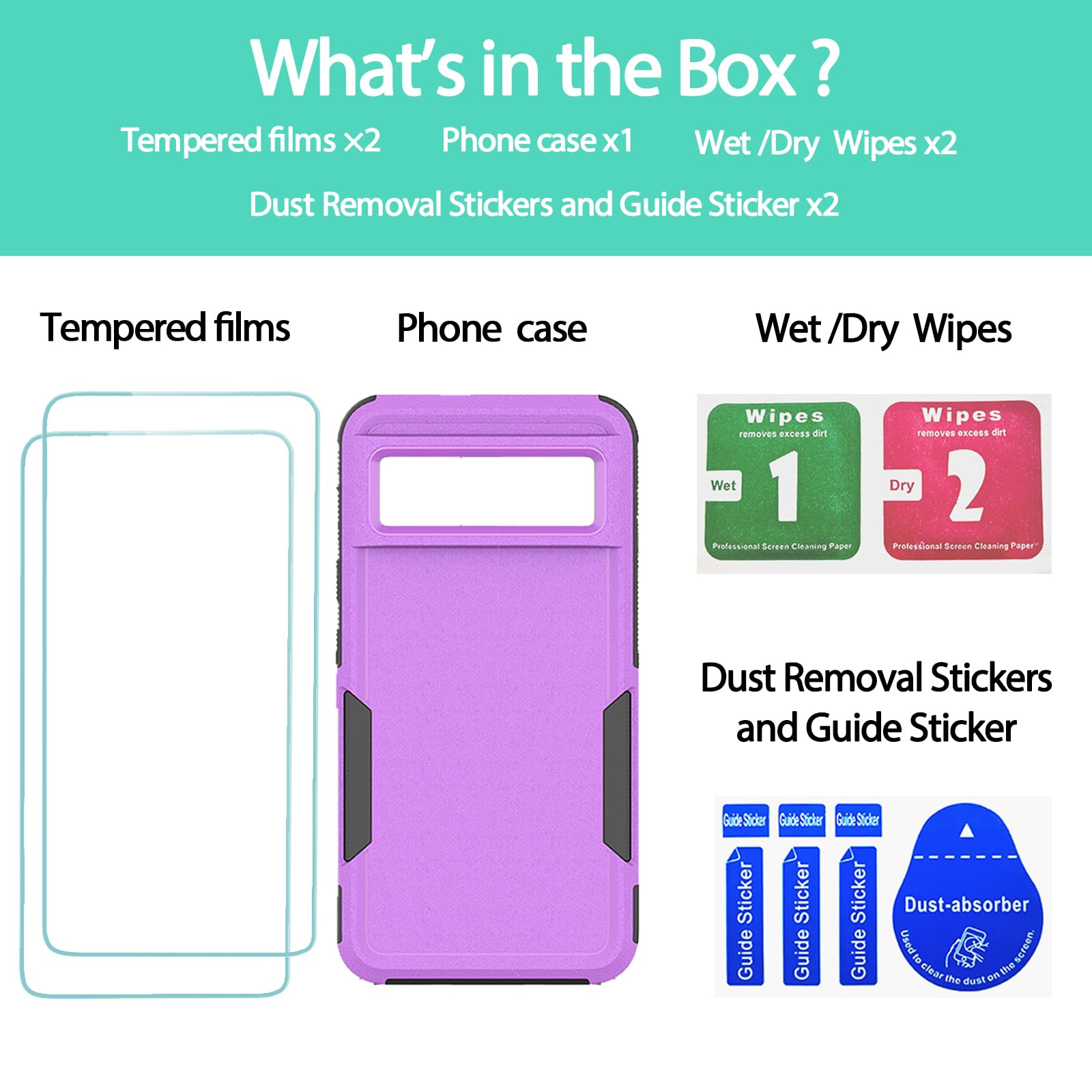 Jeylly for Google Pixel 8 Case with 2 Screen Protector - Image 3