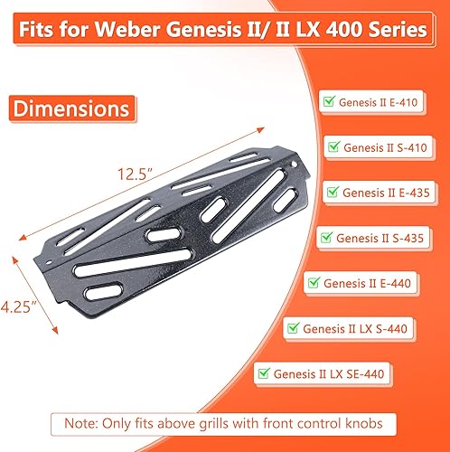 Miniatura 2 de QuliMetal Deflectores de calor para parrilla Weber GS4 Genesis II E-410, E-415, E-435, Genesis II LX E-440 Series Grills, piezas de placas de calor
