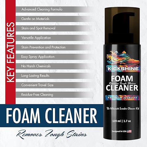 Miniatura 5 de KICKSHINE Kit de limpieza definitivo de tenis Kit de cuidado de tenis premium todo en uno Incluye limpiador de tenis, limpiador de espuma,