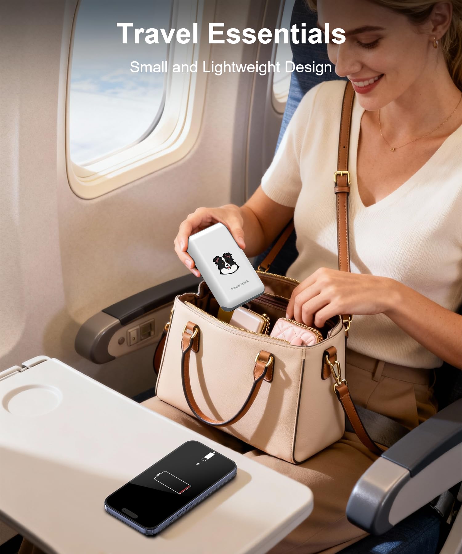 Powerbank mit Ladebasis, 3 Stück 9000mAh Powerbank Klein mit Kabel | USB-C Ausgang/Eingang für 9 Geräte Gleichzeitig und iPhone Samsung, Ladestation für Familien, Zuhause, Büro, Camping
