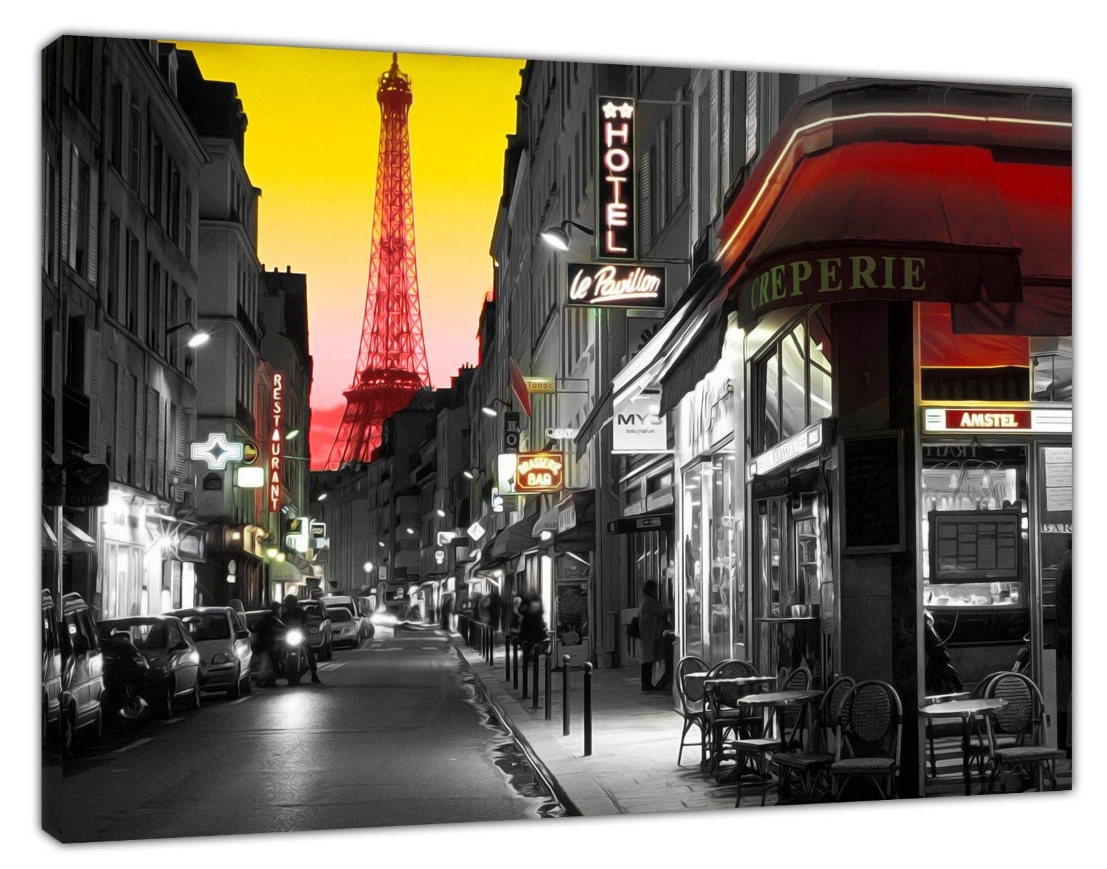 Paris Street Eiffel Tower Photo Print On Framed Canvas Wall Art Home Decoration