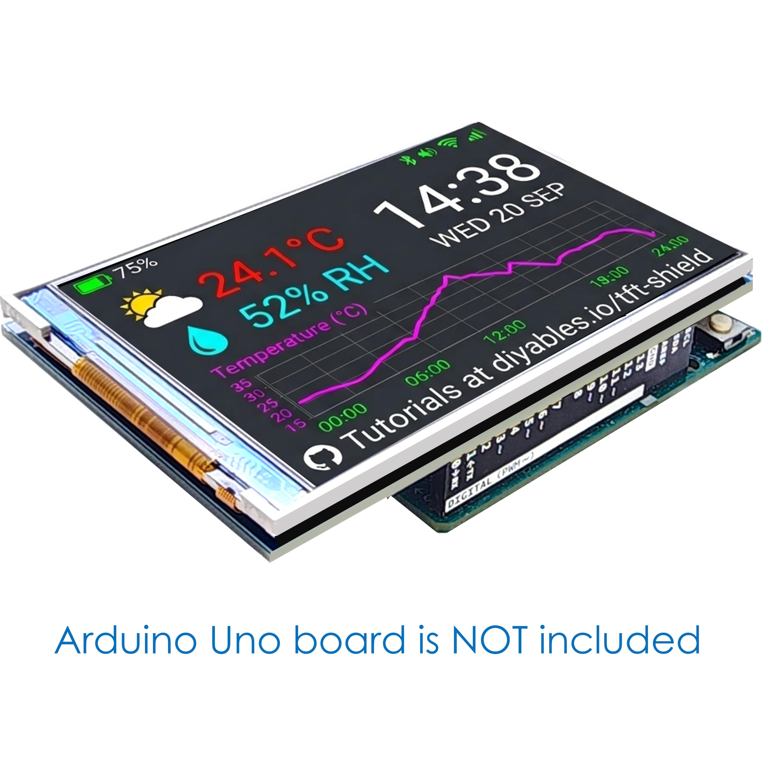 Schermo LCD TFT da 3,5 pollici per Arduino, 320 x 480 RGB a colori, driver ILI9486, interfaccia parallela a 8 bit, compatibile con Arduino Uno R3/R4, Mega, Due, Giga R1, Non-Touch