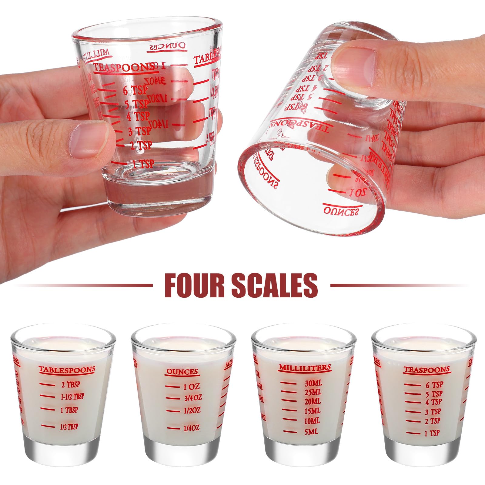 Messbecher Glas Klein mit Klarer Skala Transparentes Material für Präzises Messen in Küche und Riegel als Espresso Messbecher oder Shotglas