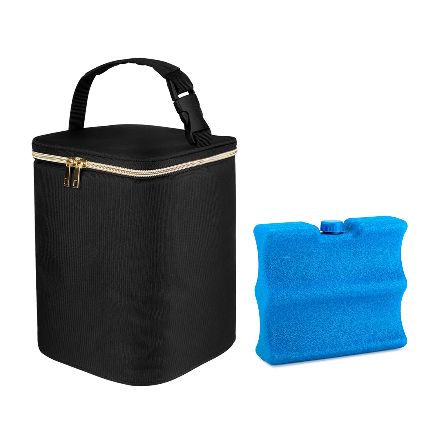 Teamoy Breastmilk Cooler Bag with Ice Pack, Baby Bottles Bag for up to 4 Large 9 Ounce Bottles and Ice Pack, Perfect for Working Mom Mother, Black