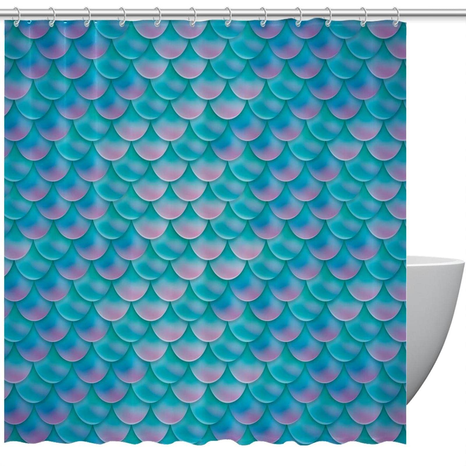 Rideau de douche sirène rose et bleu pour une salle de bain féerique