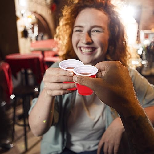 Miniatura 4 de Zcaukya Mini vasos desechables de 120 quilates, 2 onzas, pequeños vasos de plástico rojo para fiestas, juegos y eventos